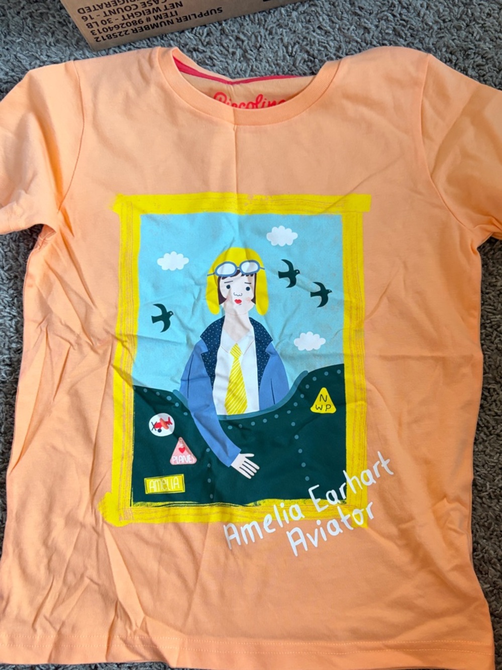 Amelia Earhart Aviator Tee - Peach